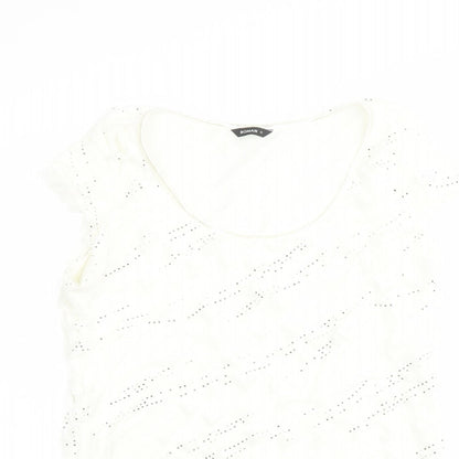 Womens UK Size 12 Roman Ivory Basic T-Shirt