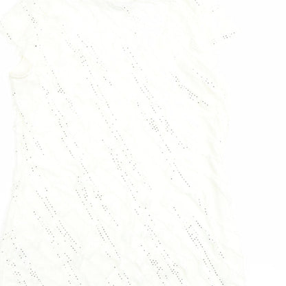 Womens UK Size 12 Roman Ivory Basic T-Shirt