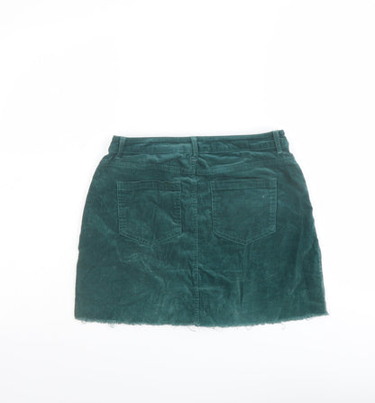 FOREVER 21 Womens Green Cotton Mini Skirt Size S Button
