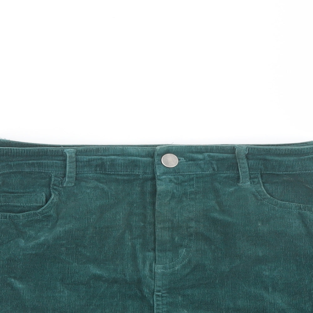 FOREVER 21 Womens Green Cotton Mini Skirt Size S Button