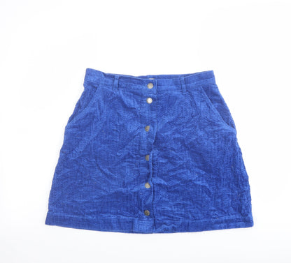 b.young Womens Blue Polyester A-Line Skirt Size 10 Button