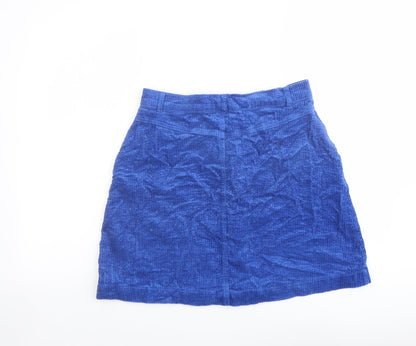 b.young Womens Blue Polyester A-Line Skirt Size 10 Button