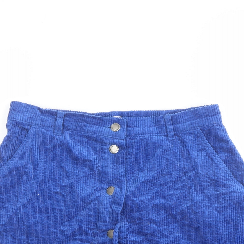b.young Womens Blue Polyester A-Line Skirt Size 10 Button