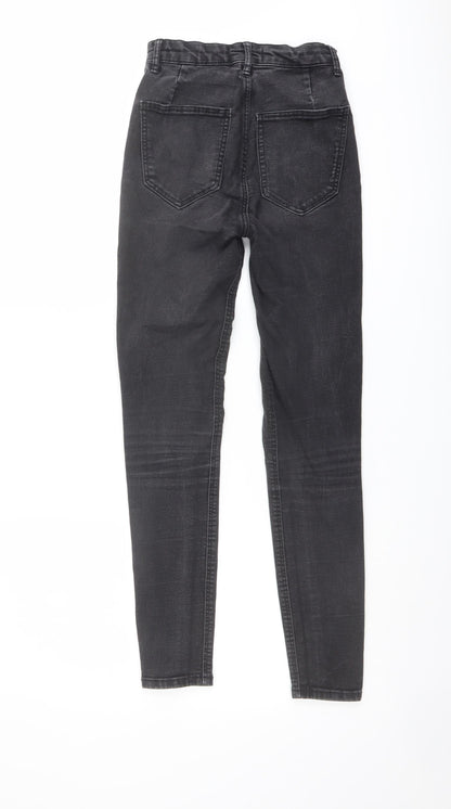 Zara Womens Grey Cotton Skinny Jeans Size 6 L26 in Regular Button