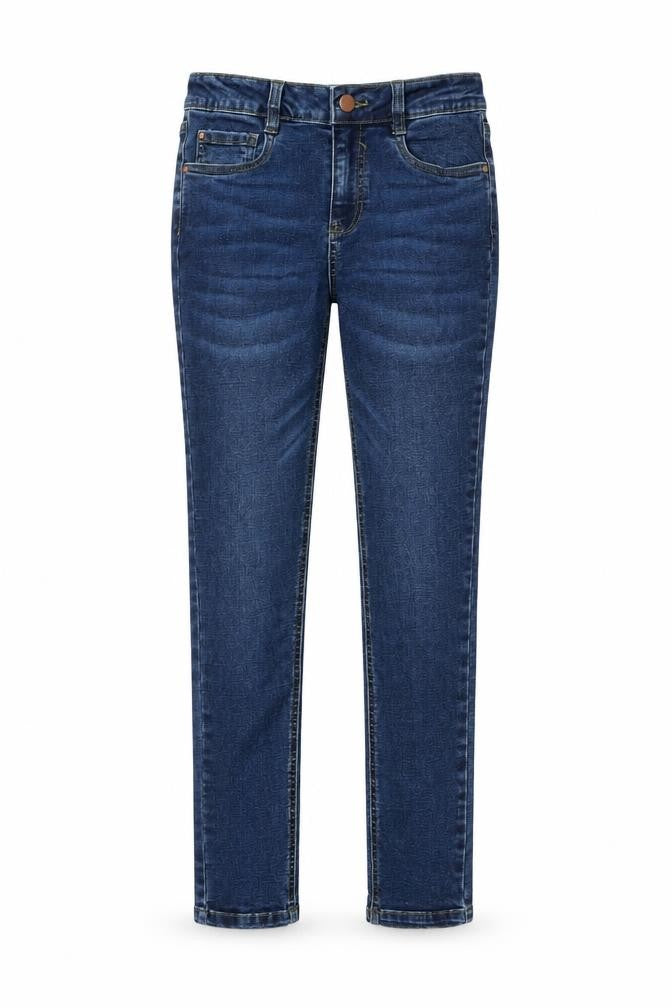 M&Co Girls Blue Cotton Skinny Jeans Size 12 Years Regular Button