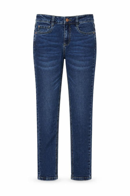 M&Co Girls Blue Cotton Skinny Jeans Size 12 Years Regular Button