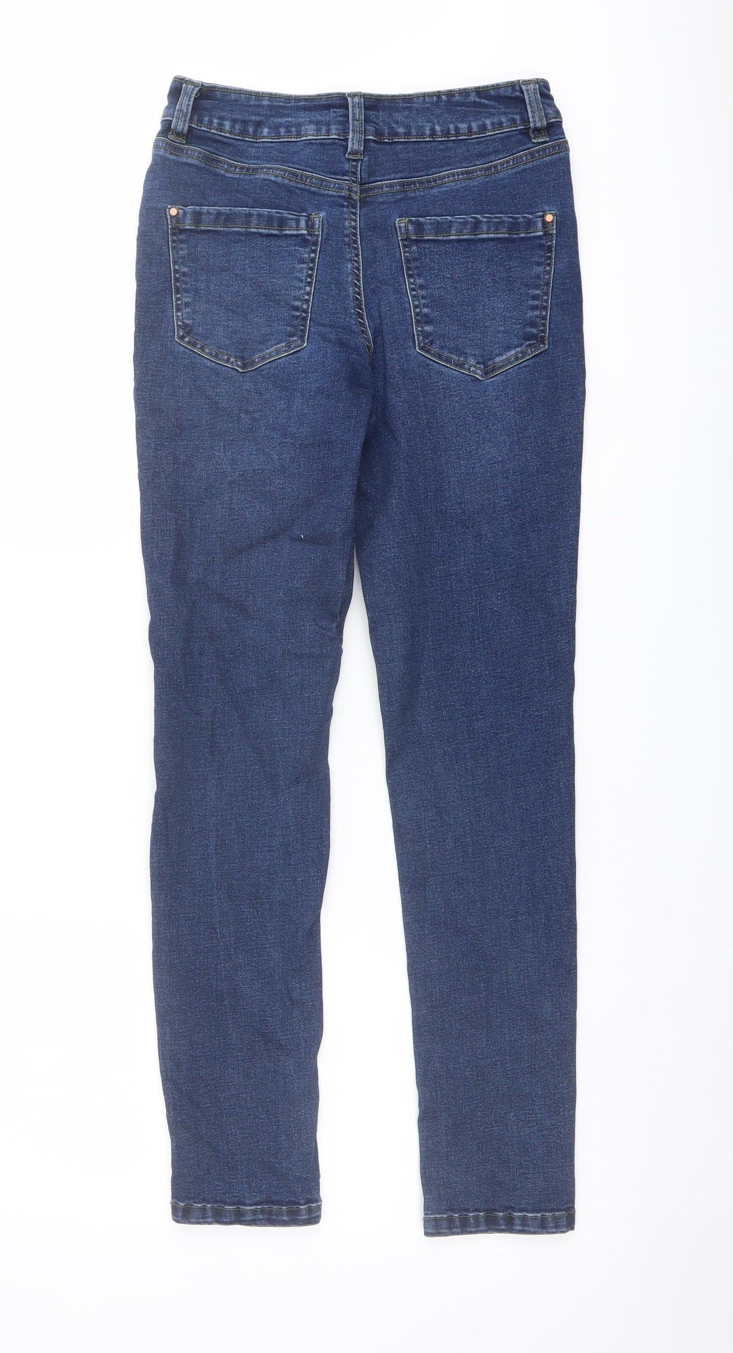 M&Co Girls Blue Cotton Skinny Jeans Size 12 Years Regular Button