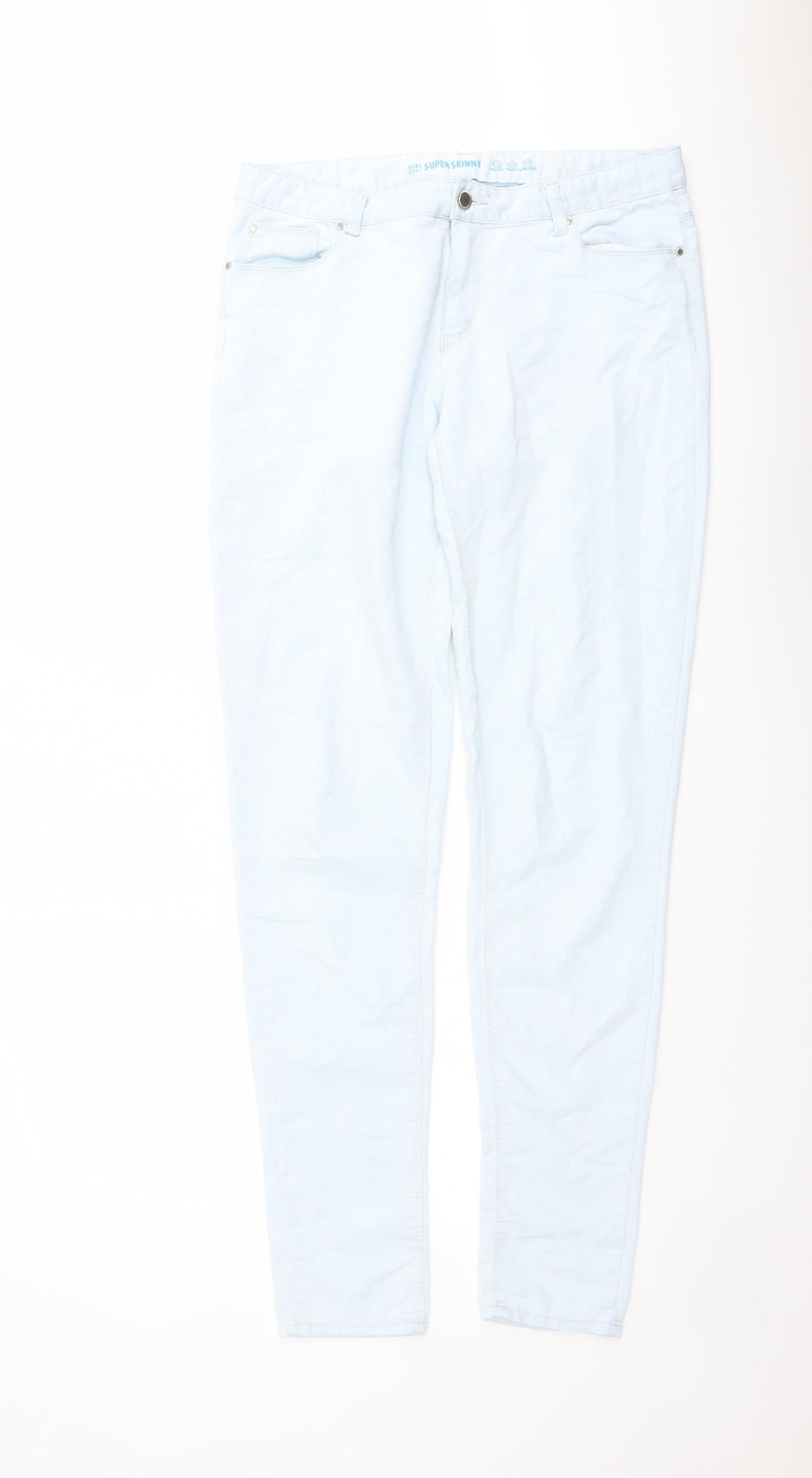 Denim & Co. Womens Blue Cotton Skinny Jeans Size 12 L32 in Regular Button