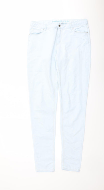 Denim & Co. Womens Blue Cotton Skinny Jeans Size 12 L32 in Regular Button