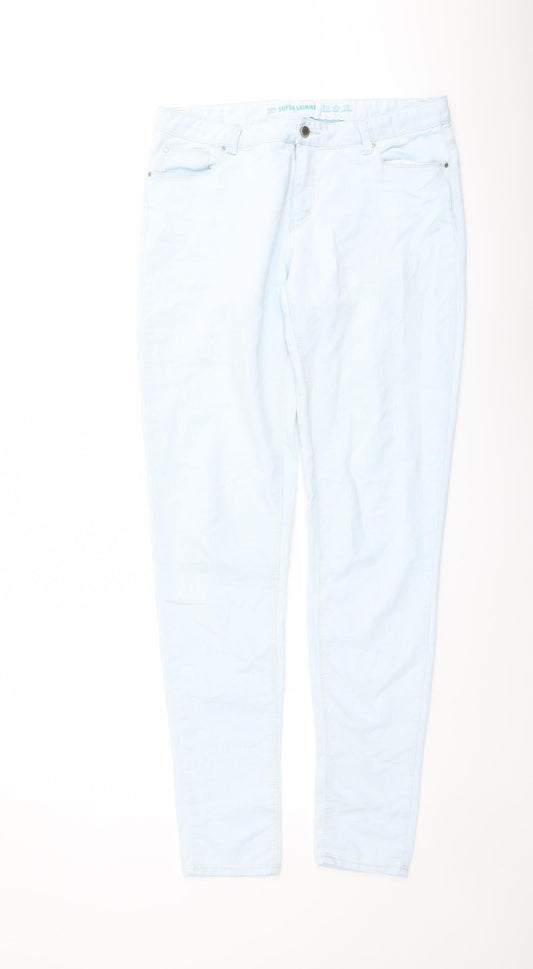 Denim & Co. Womens Blue Cotton Skinny Jeans Size 12 L32 in Regular Button