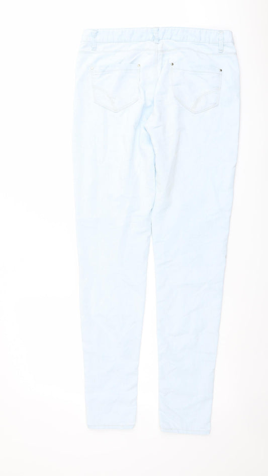 Denim & Co. Womens Blue Cotton Skinny Jeans Size 12 L32 in Regular Button