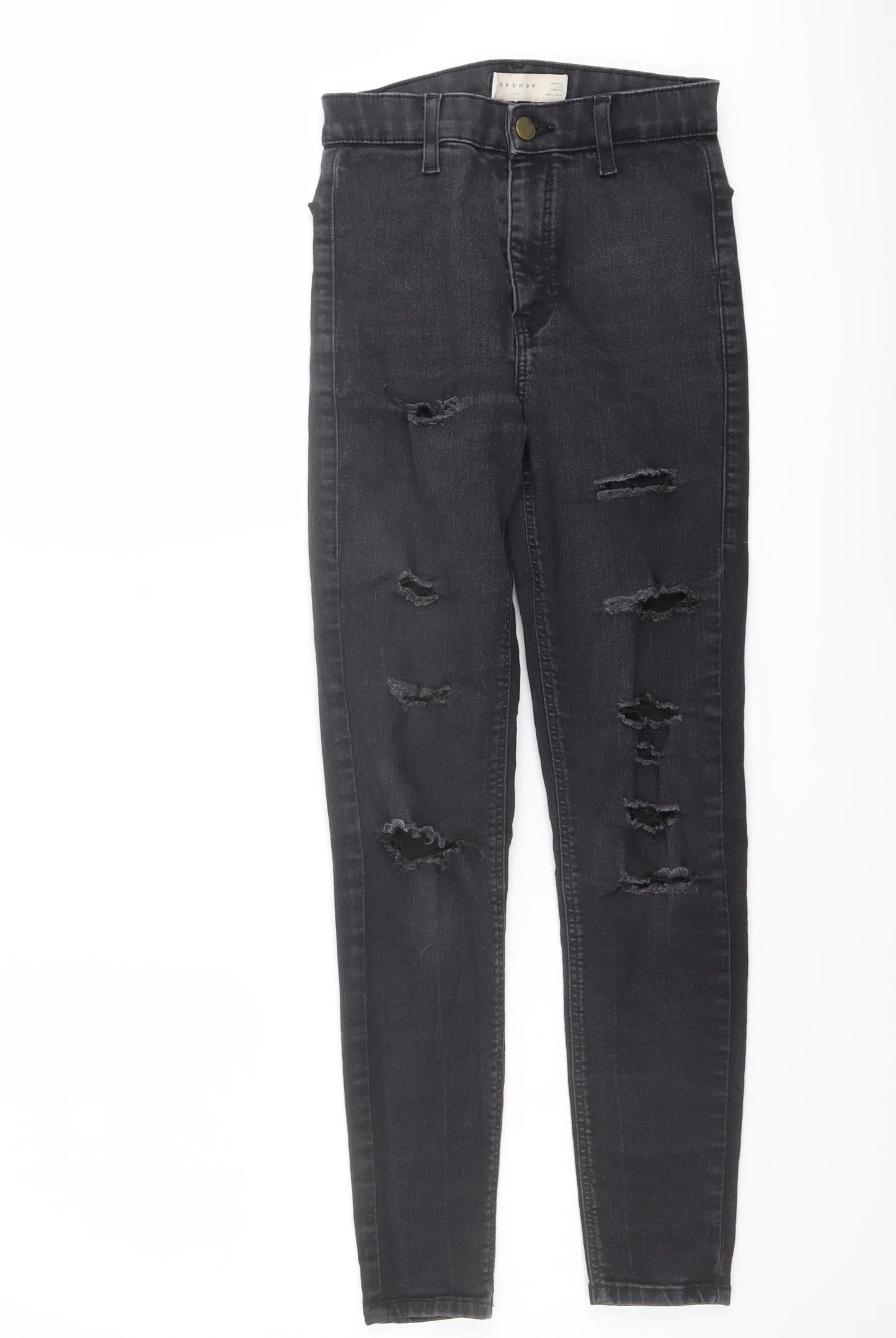 Topshop Womens Grey Cotton Skinny Jeans Size 25 in L25 in Regular Button