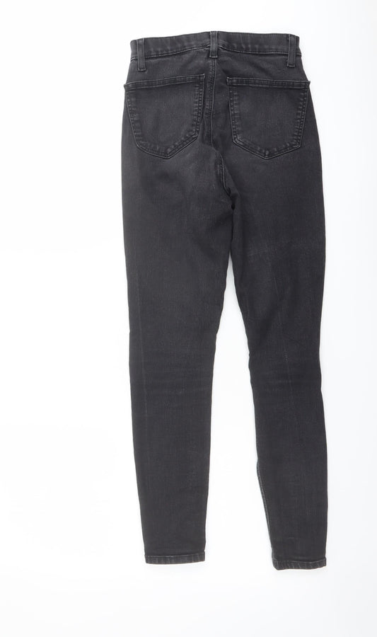 Topshop Womens Grey Cotton Skinny Jeans Size 25 in L25 in Regular Button