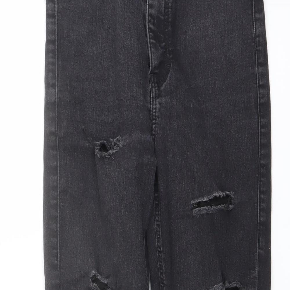 Topshop Womens Grey Cotton Skinny Jeans Size 25 in L25 in Regular Button