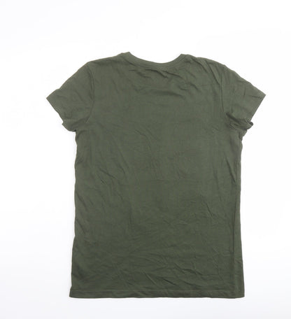 URBN-DEPT Boys Green Cotton Basic T-Shirt Size 13 Years Round Neck Pullover - T-Rex Dinosaur