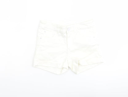 M&Co Girls Ivory Cotton Boyfriend Shorts Size 11 Years Regular Zip