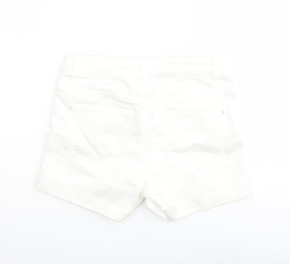 M&Co Girls Ivory Cotton Boyfriend Shorts Size 11 Years Regular Zip