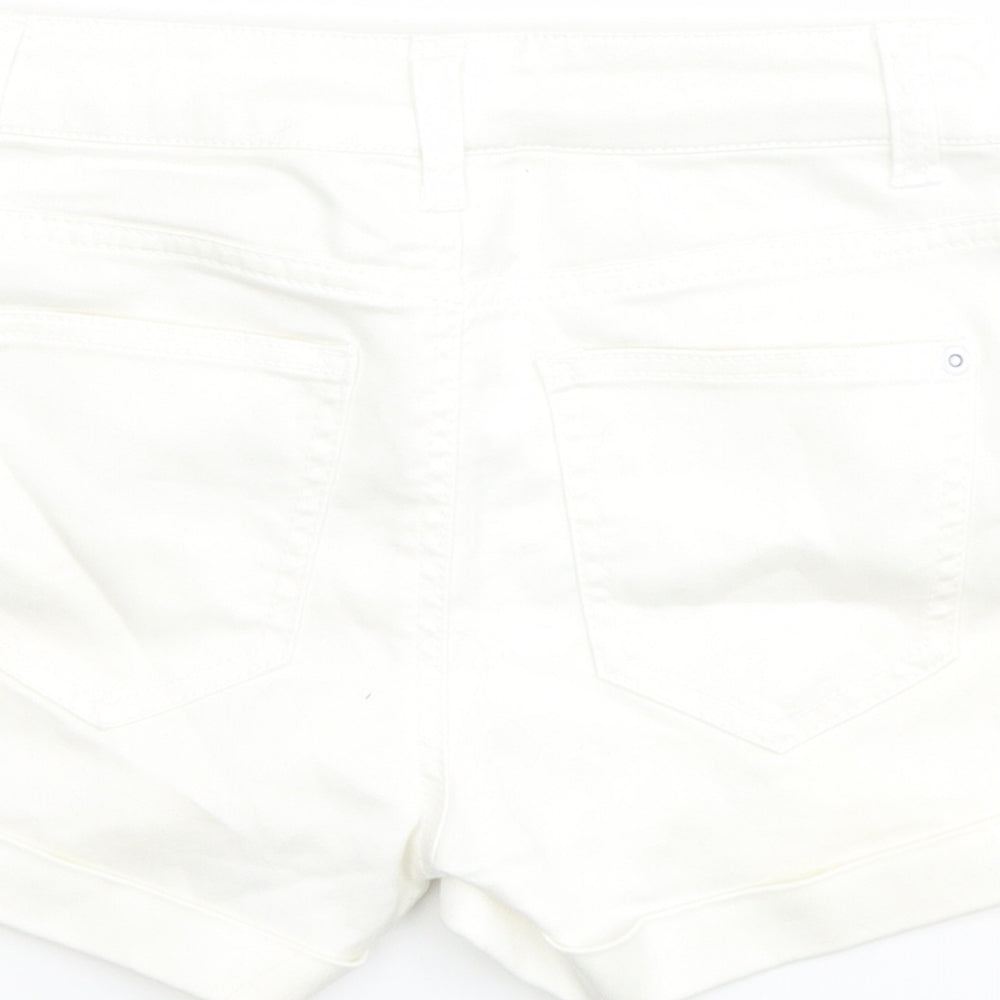 M&Co Girls Ivory Cotton Boyfriend Shorts Size 11 Years Regular Zip