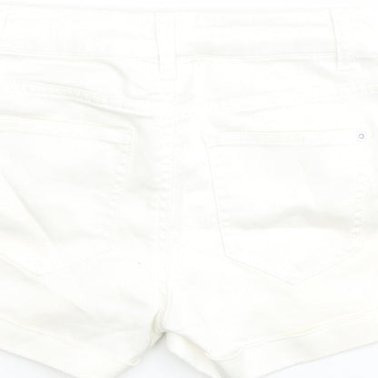 M&Co Girls Ivory Cotton Boyfriend Shorts Size 11 Years Regular Zip