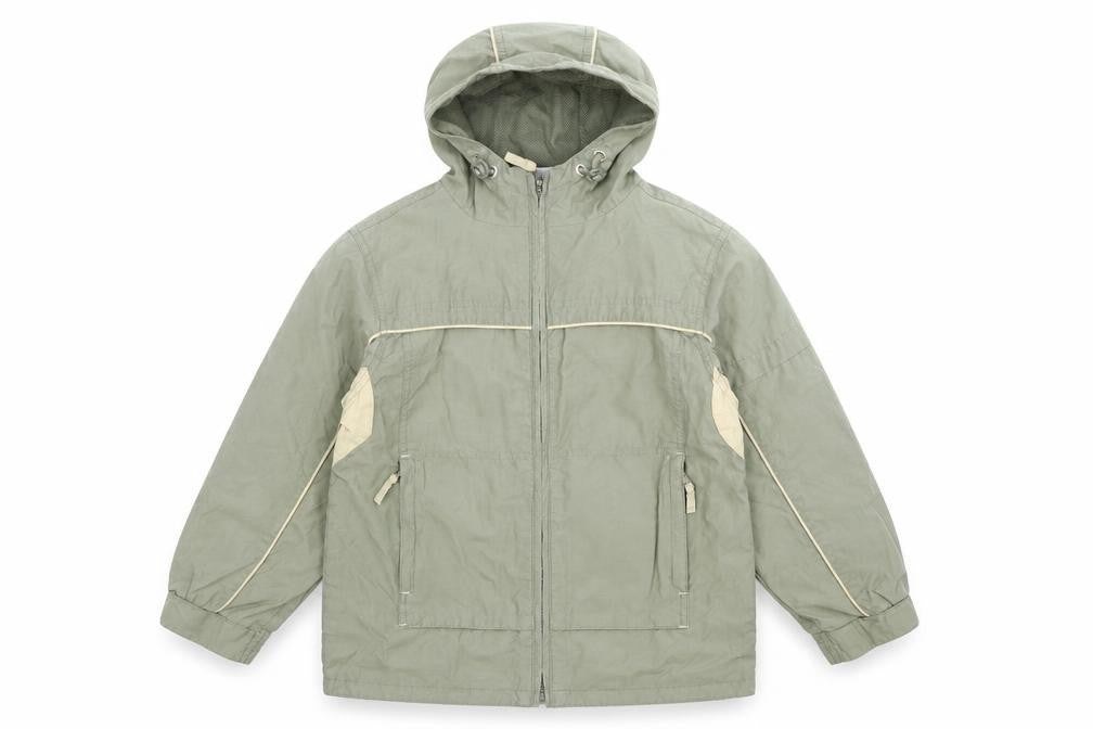 Front view of Adams boys’ green jacket, size 8, years zip