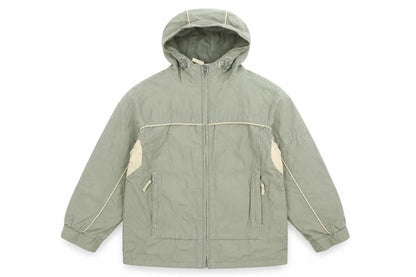 Front view of Adams boys’ green jacket, size 8, years zip