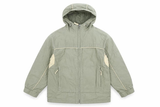 Front view of Adams boys’ green jacket, size 8, years zip