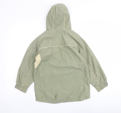Back view of Adams boys’ green jacket, size 8, years zip