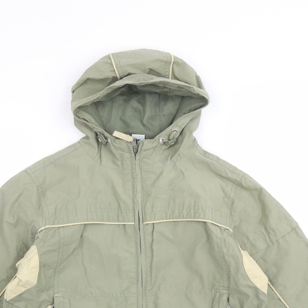 Close-up detail of Adams boys’ green jacket, size 8, years zip