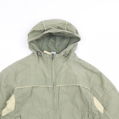 Close-up detail of Adams boys’ green jacket, size 8, years zip