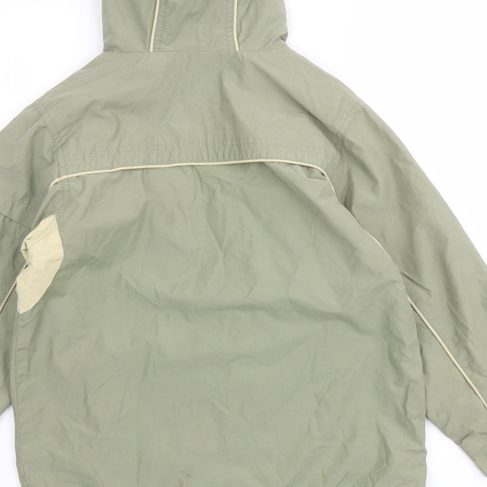 Brand and care label for Adams boys’ green jacket, size 8, years zip