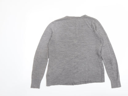 BHS Womens Grey V-Neck Acrylic Cardigan Jumper Size 10