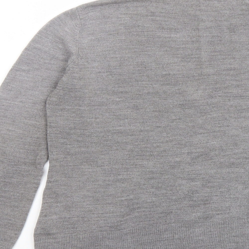 BHS Womens Grey V-Neck Acrylic Cardigan Jumper Size 10