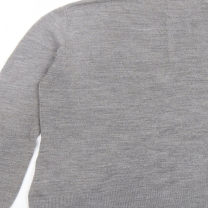 BHS Womens Grey V-Neck Acrylic Cardigan Jumper Size 10