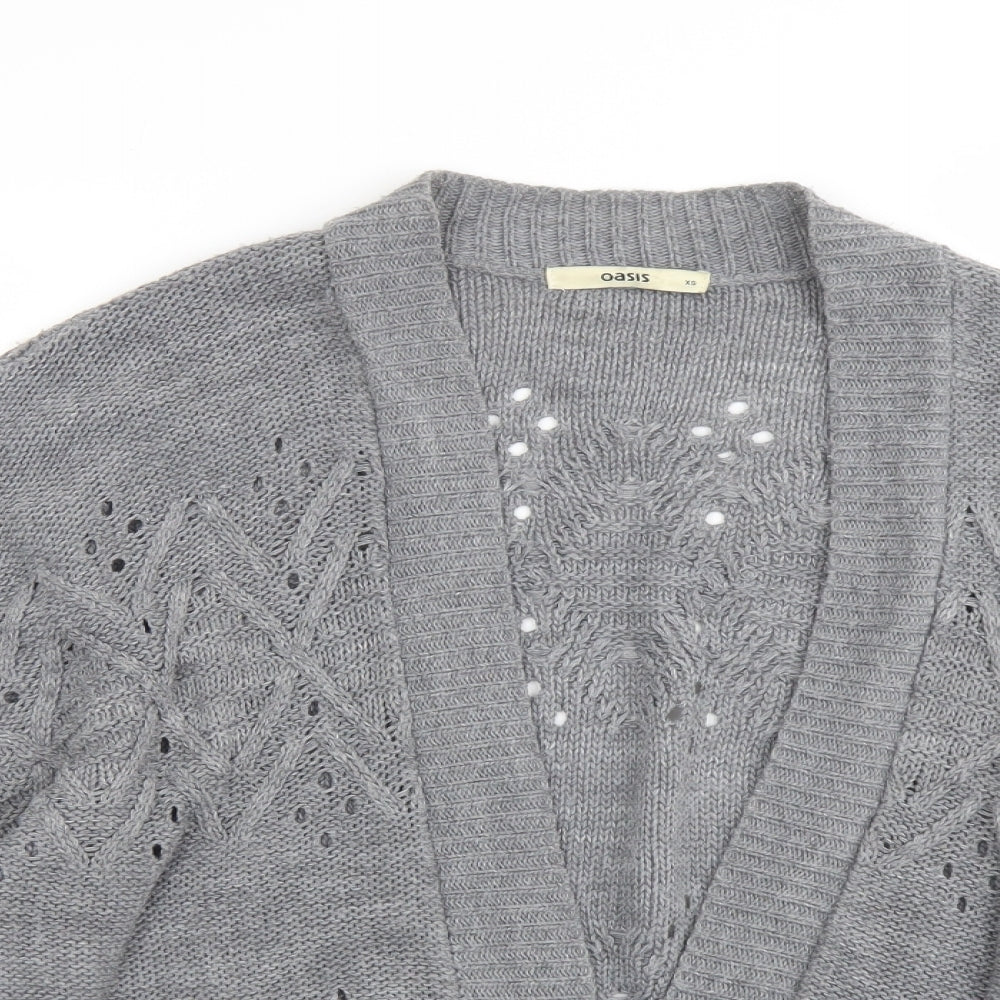 Womens UK Size XS Oasis Grey Cardigan Jumper