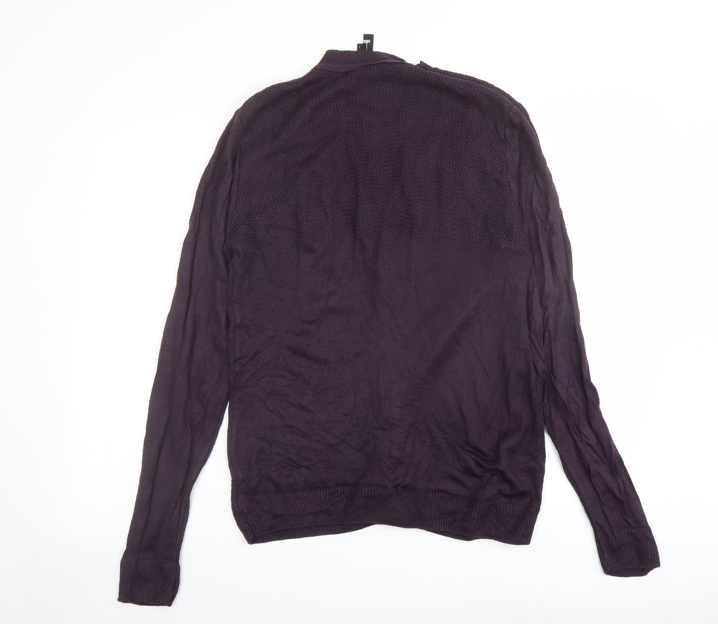 Crafted Womens Purple V-Neck Acrylic Cardigan Jumper Size S