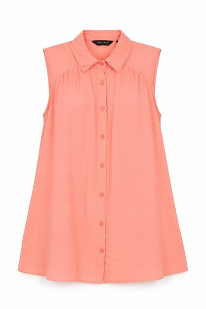 Womens UK Size 12 New Look Pink Basic Button-Up
