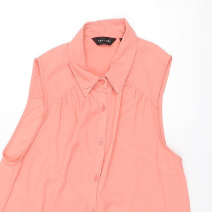 Womens UK Size 12 New Look Pink Basic Button-Up