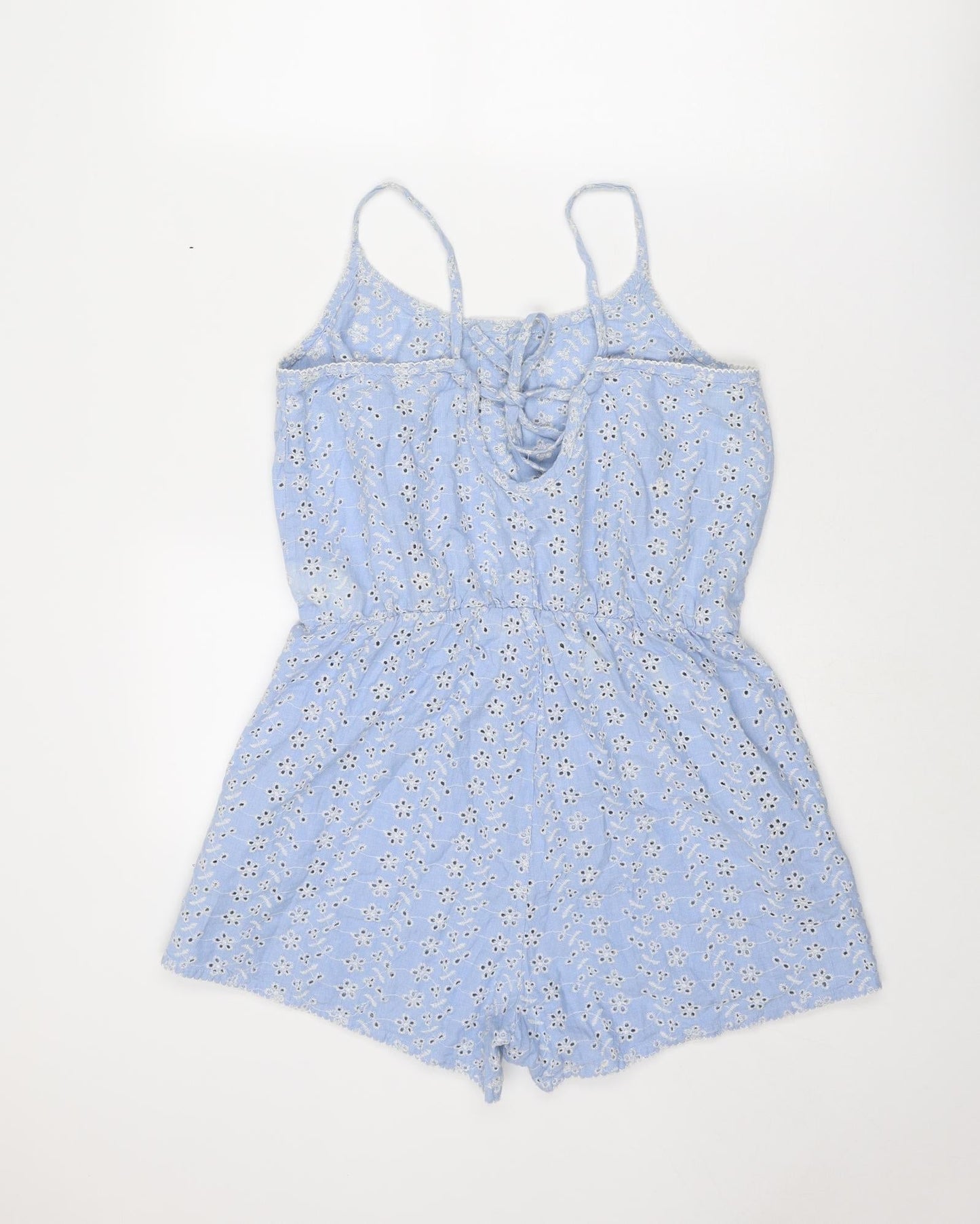 Isla Rose Womens Blue Floral Cotton Playsuit One-Piece Size M L3 in Tie
