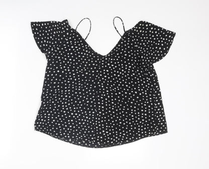 Womens UK Size 10 River Island Black Basic Blouse