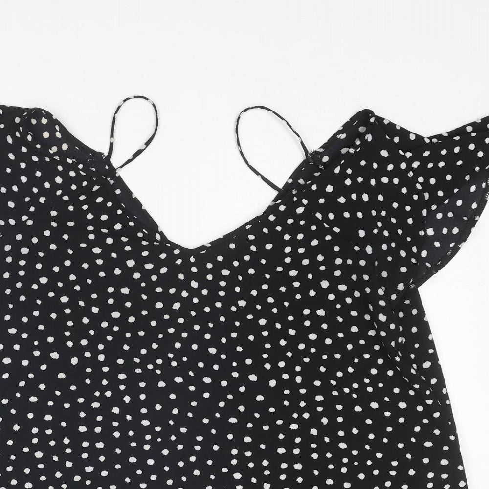 Womens UK Size 10 River Island Black Basic Blouse