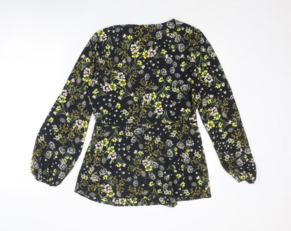 Wallis Womens Multicoloured Floral Polyester Wrap Blouse Size 12 V-Neck