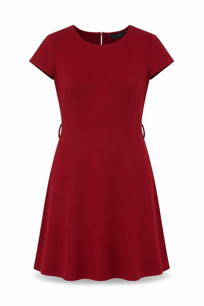 Dorothy Perkins Womens Red Polyester Fit & Flare Size 12 Boat Neck Button