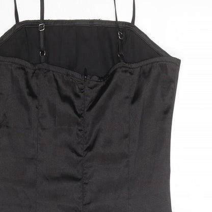 PRETTYLITTLETHING Womens Black Polyester Mini Size 6 Square Neck Zip