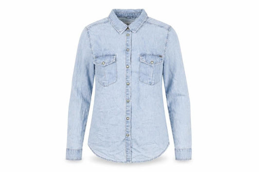 Womens UK Size 8 Denim & Co. Blue Basic Button-Up