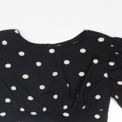 Womens UK Size XS H&M Black Cropped Blouse