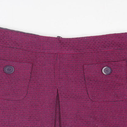 Marks and Spencer Womens Purple Geometric Polyester A-Line Skirt Size 14 Zip