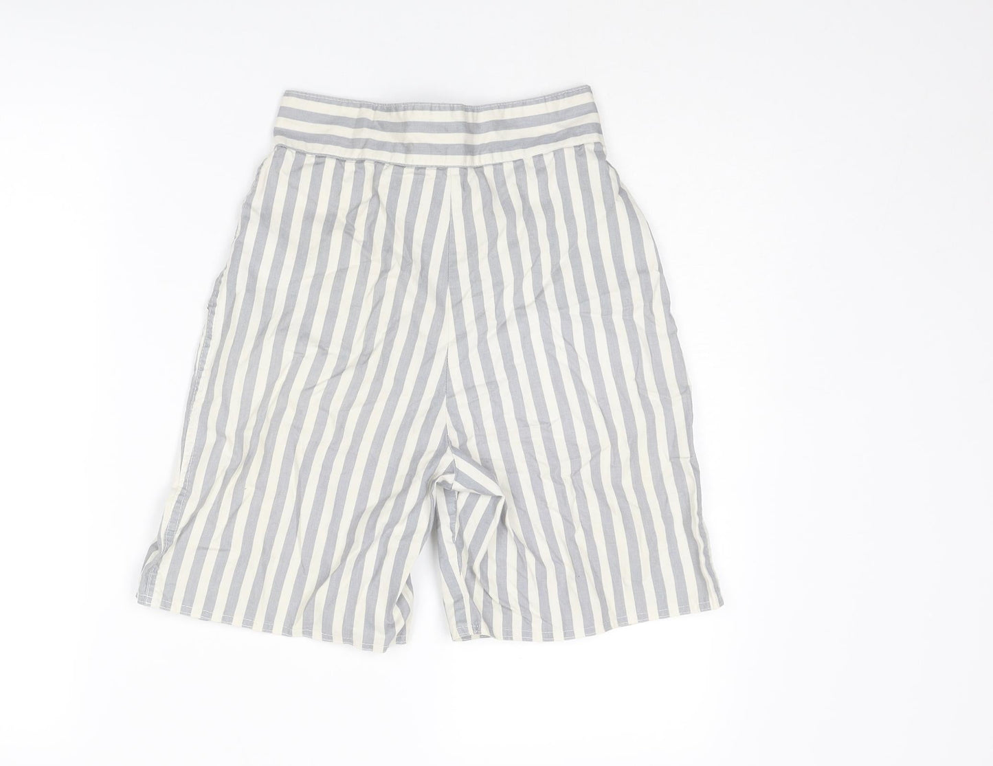 Globe Trotter Womens Grey Striped Cotton Culotte Shorts Size 24 in L6 in Regular Zip