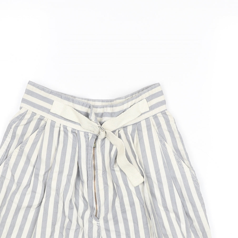 Globe Trotter Womens Grey Striped Cotton Culotte Shorts Size 24 in L6 in Regular Zip