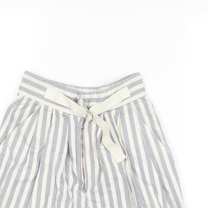Globe Trotter Womens Grey Striped Cotton Culotte Shorts Size 24 in L6 in Regular Zip