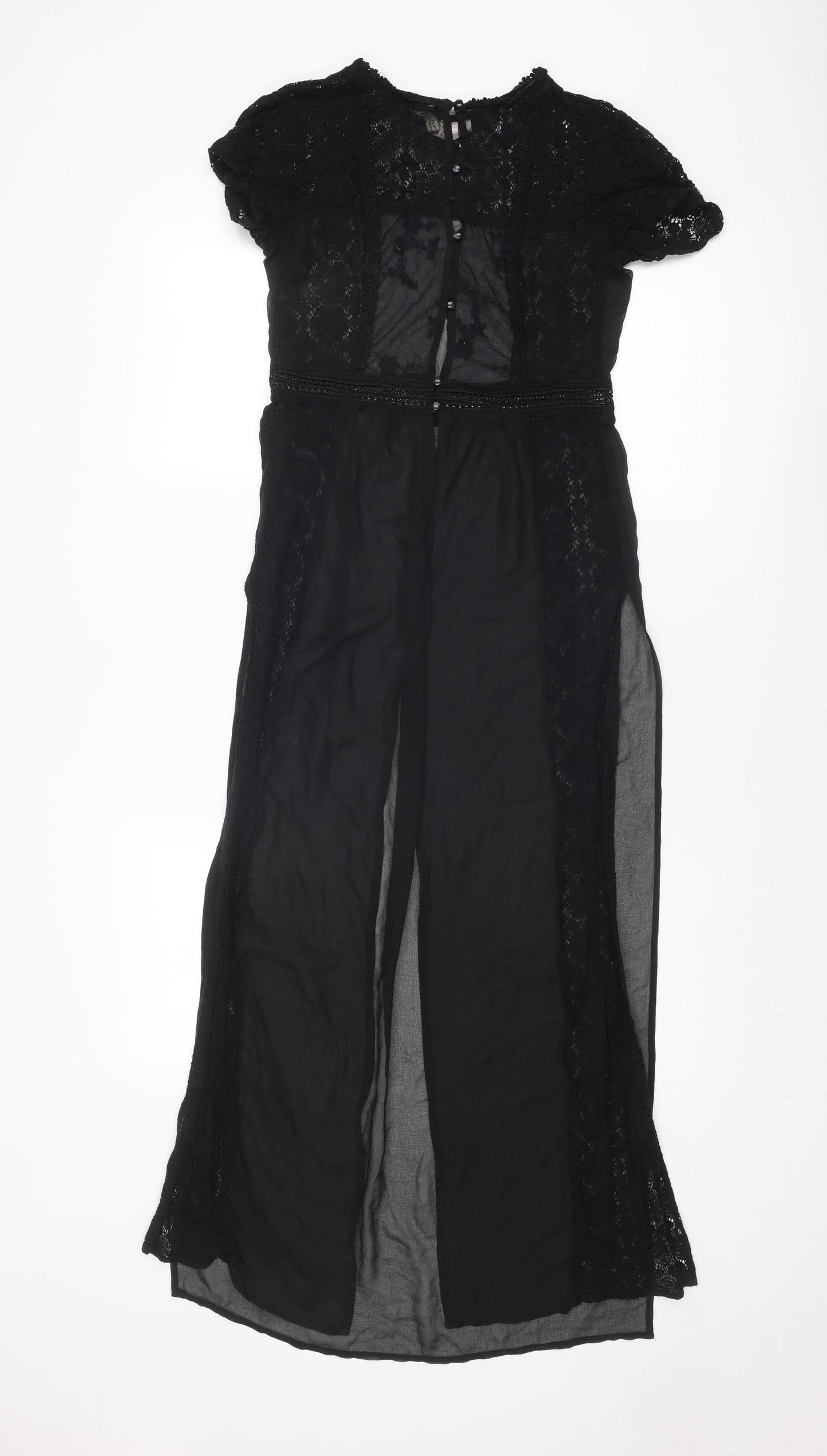 Divided by H&M Womens Black Polyester Tunic Blouse Size 8 Round Neck - Open Front Longline